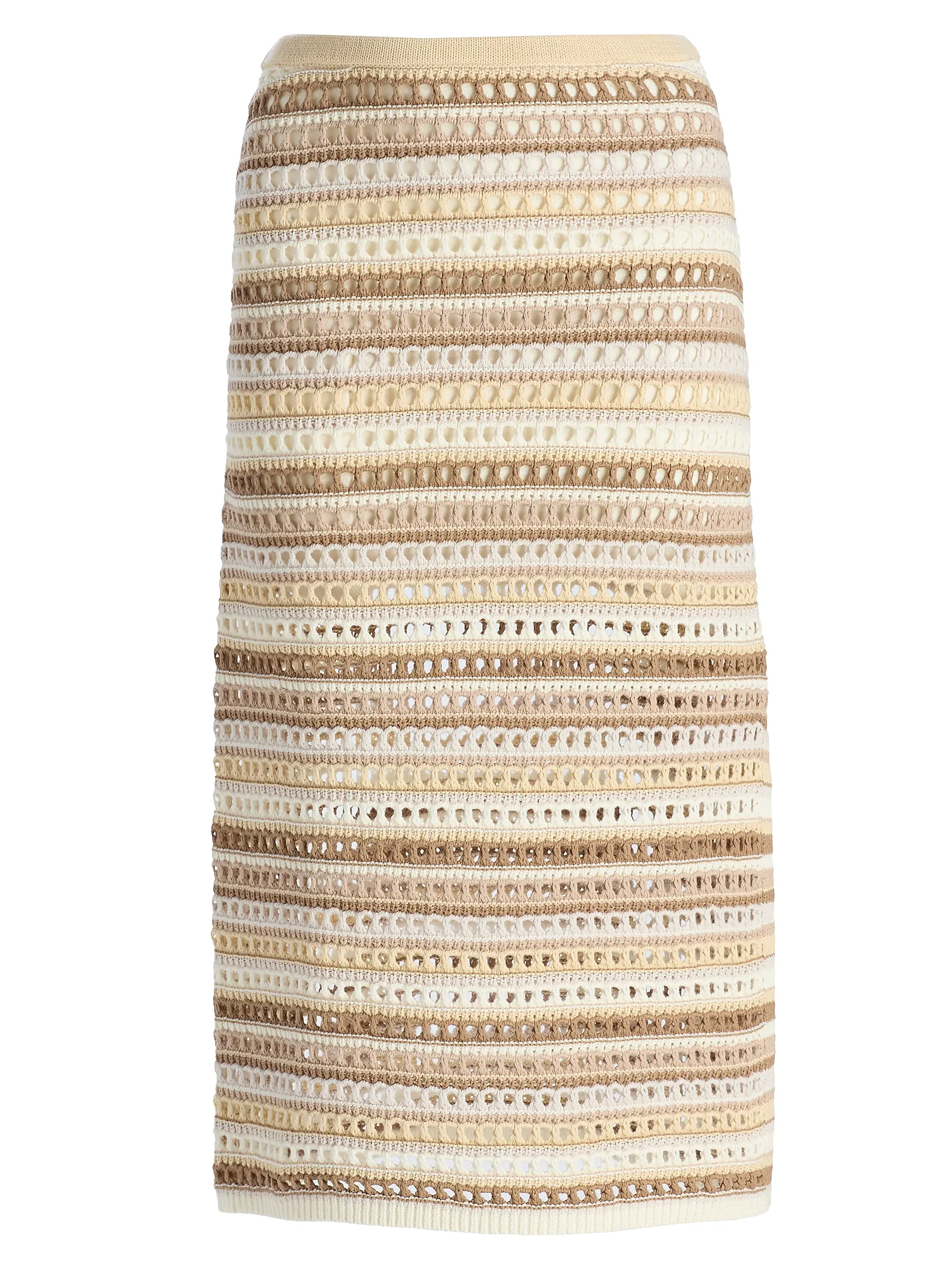 Sacha Stripe Crochet Cotton Midi-Skirt