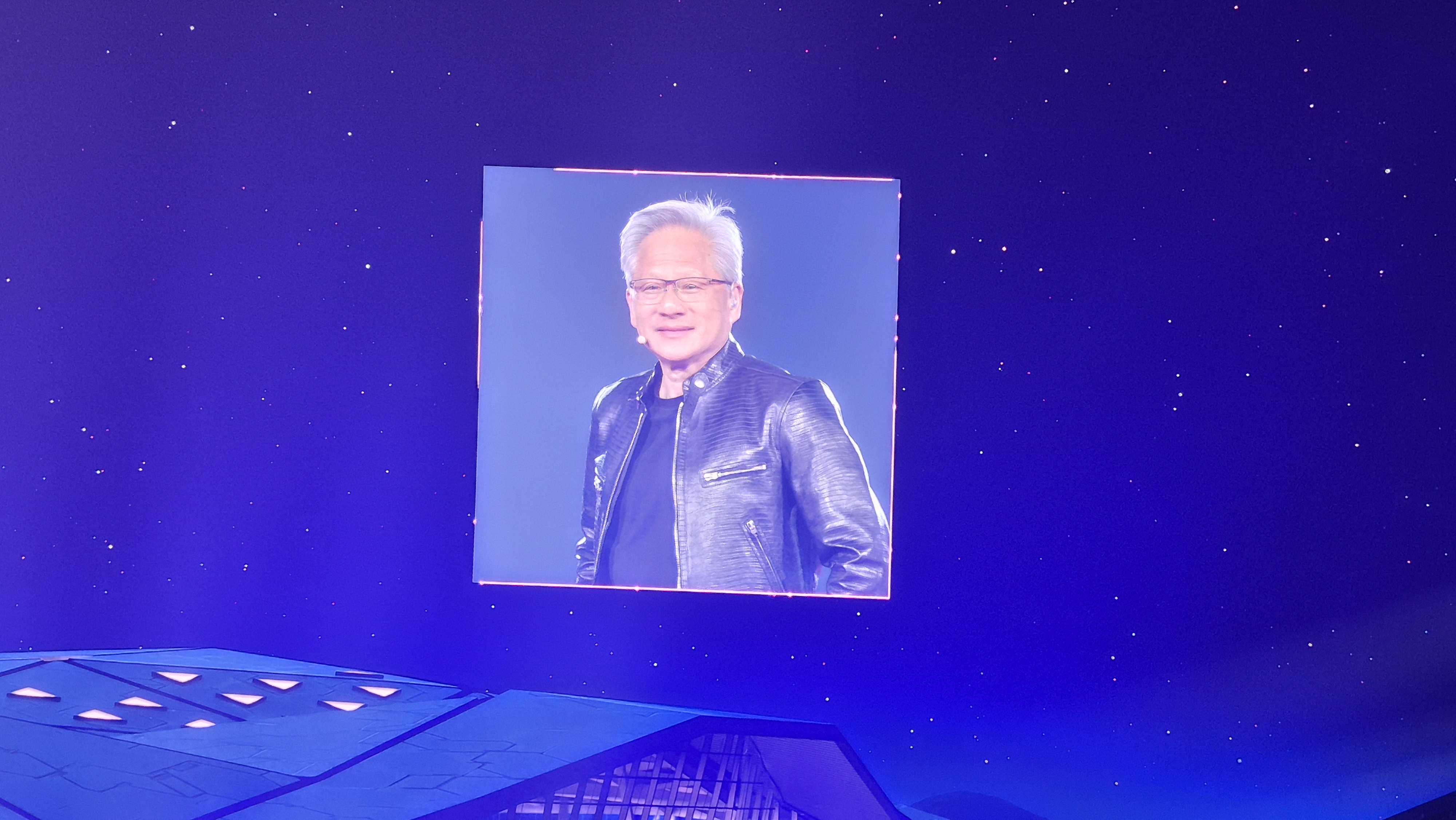 Nvidia CEO Jenson Huang on stage for Lenovo Tech World