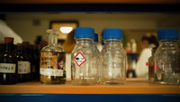 chemicals on a shelf