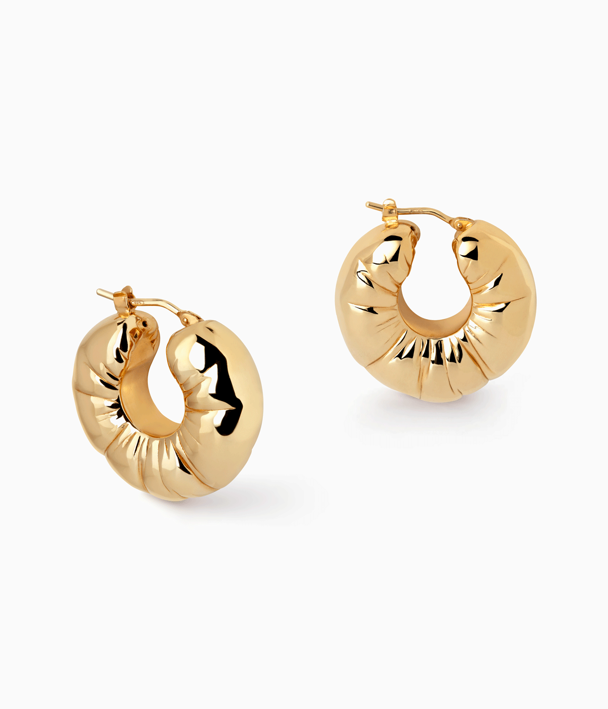 gold puffy hoop earrings