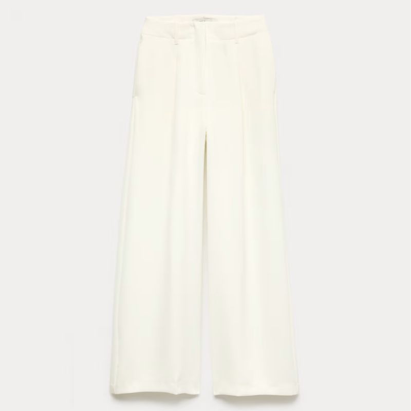 Marks and Spencer white wide leg trousers