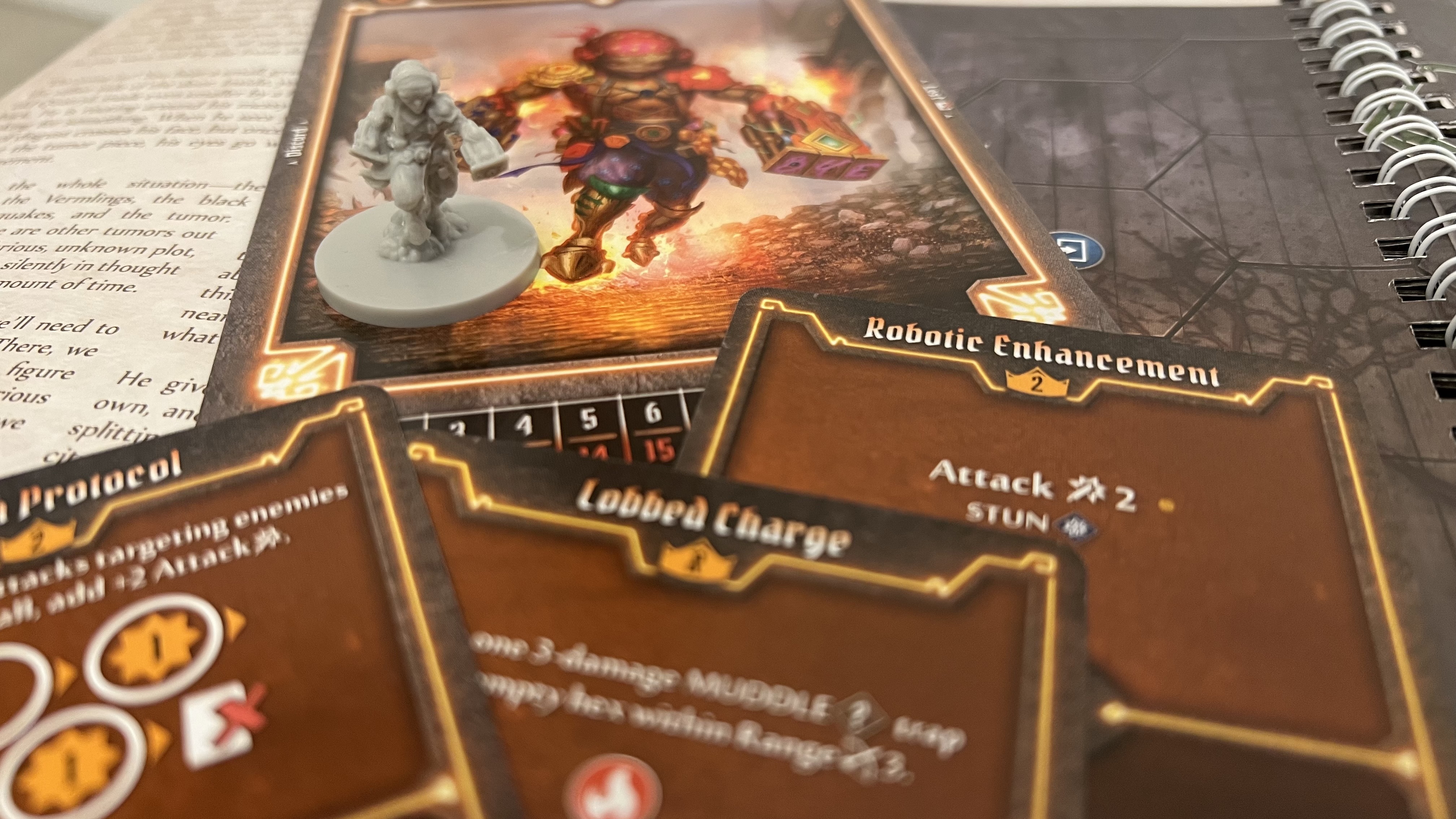 Gloomhaven Jaws of the Lion ability cards, character card and and mini