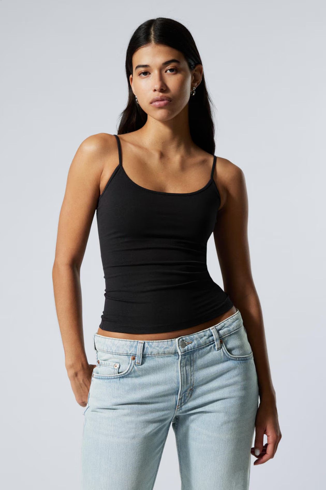 Weekday, FITTED STRAPPY SCOOP NECK SINGLET
