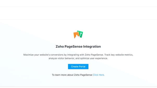 Zoho's webpage allowing for integration between platforms