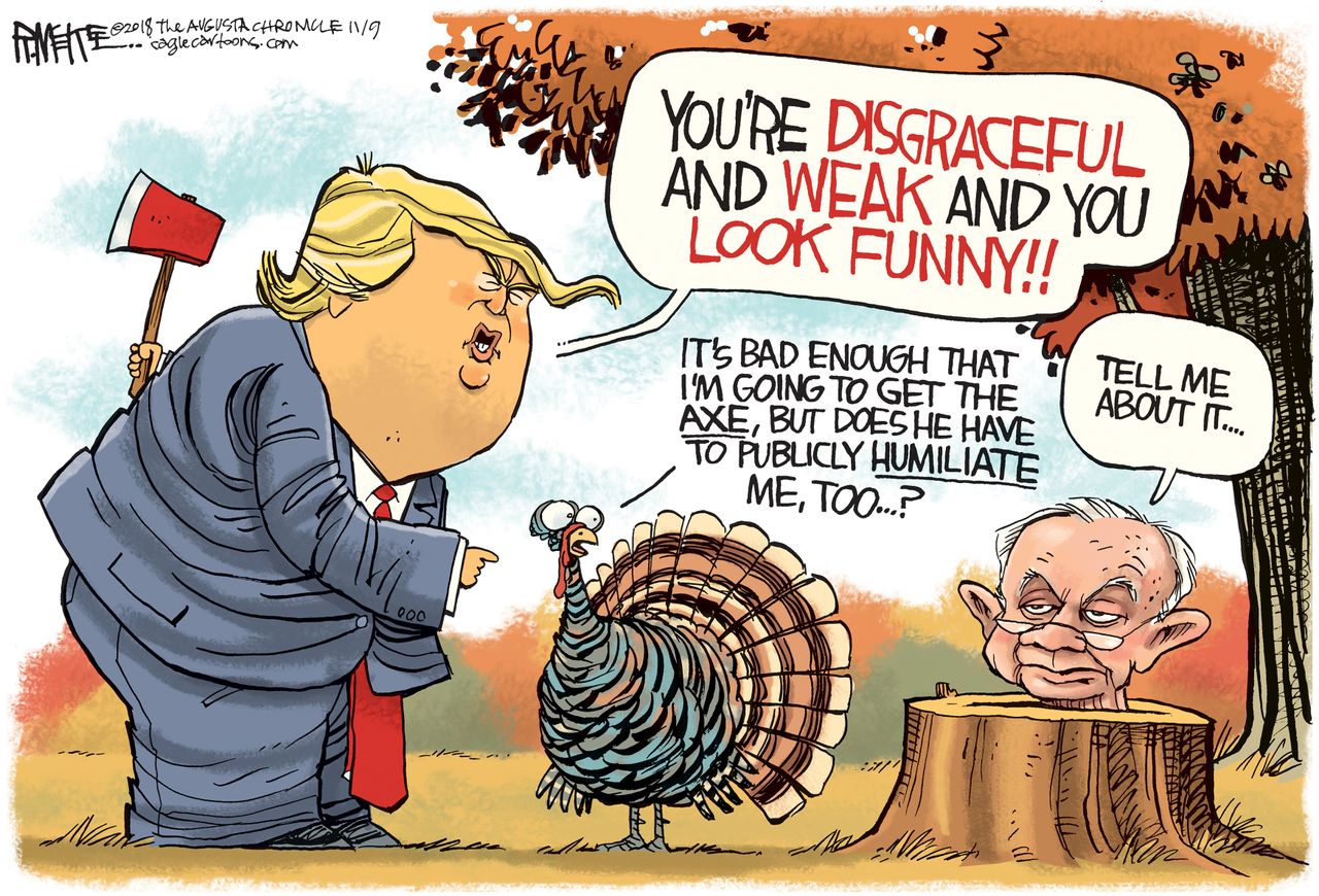 U.S. Trump Attorney General Jeff Sessions fired headless turkey