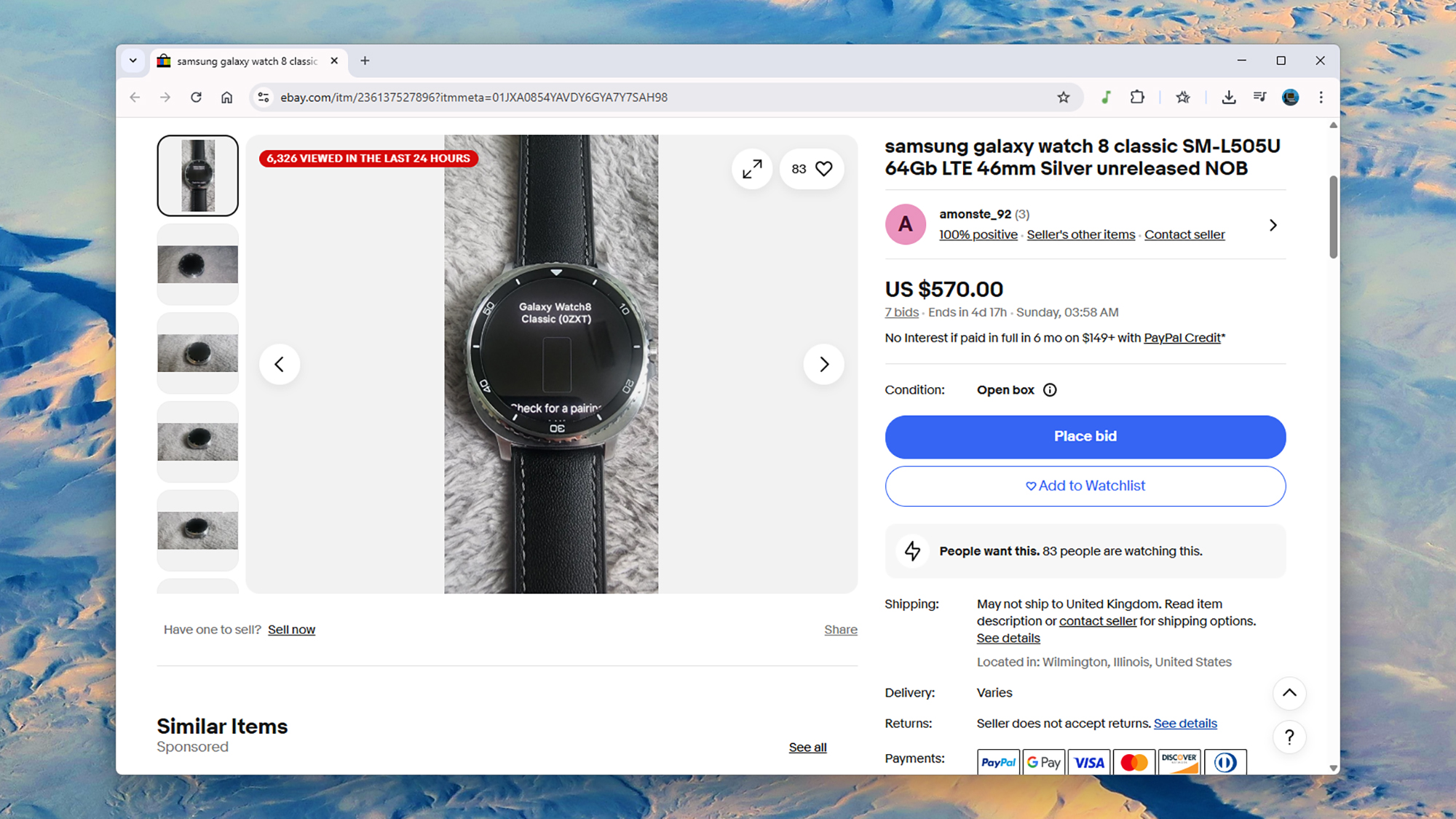 Samsung Galaxy Watch 8 Classic leak on eBay