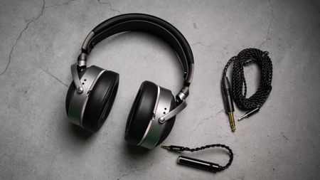 Audeze LCD-S20 planar headset against a grey craft sheet highlighting the product design