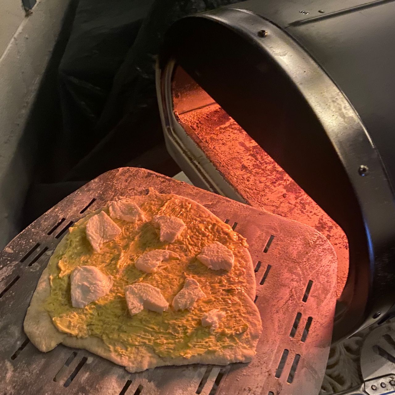 Garlic bread about to go into the Gozney Roccbox