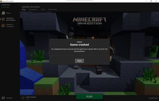 Minecraft Java Edition Crash
