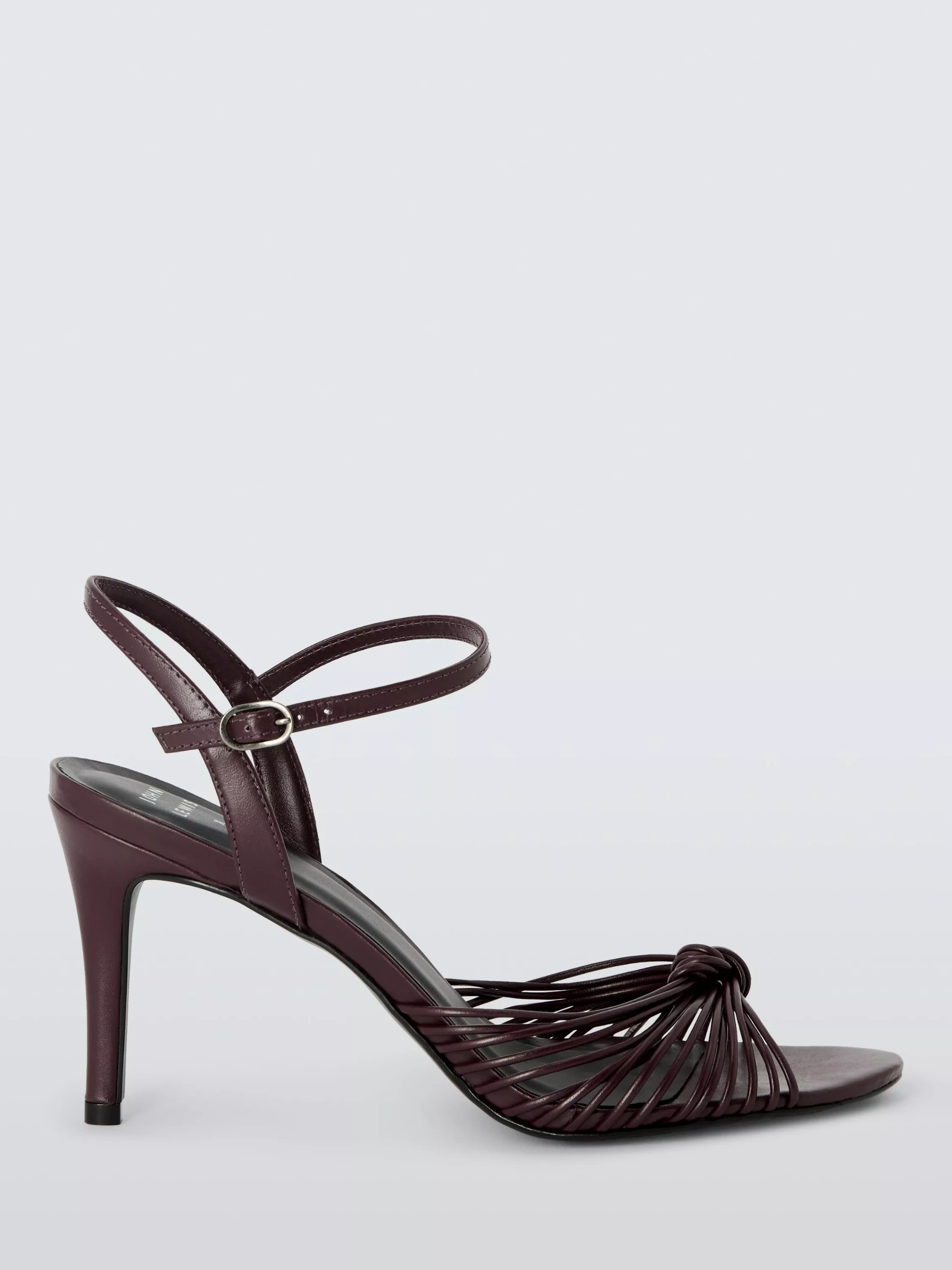 John Lewis X Rixo Imani Leather Open Toe Strappy Stiletto Sandals, Aubergine