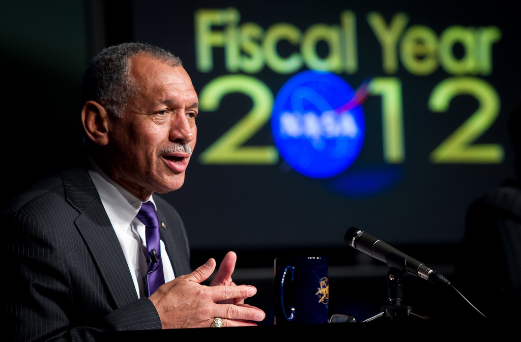 NASA administrator Charlie Bolden at NASA&#039;s Fiscal Year 2012 budget briefing on Monday, Feb. 14, 2011 at NASA Headquarters in Washington.