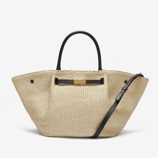 The Midi New York | Natural Raffia 
Black Smooth | Demellier