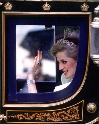 Princess Diana at the State Opening of Parliament in November 1984.