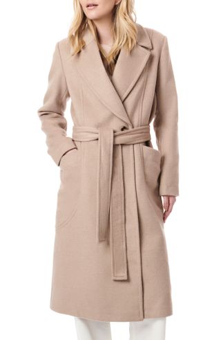 Bernardo, Belted Wool Blend Longline Coat