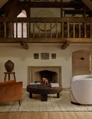 A natural material rug in situ in a living room