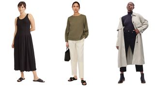 composite of three models wearing pieces from everlane