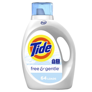 A bottle of Tide Free and Gentle laundry detergent