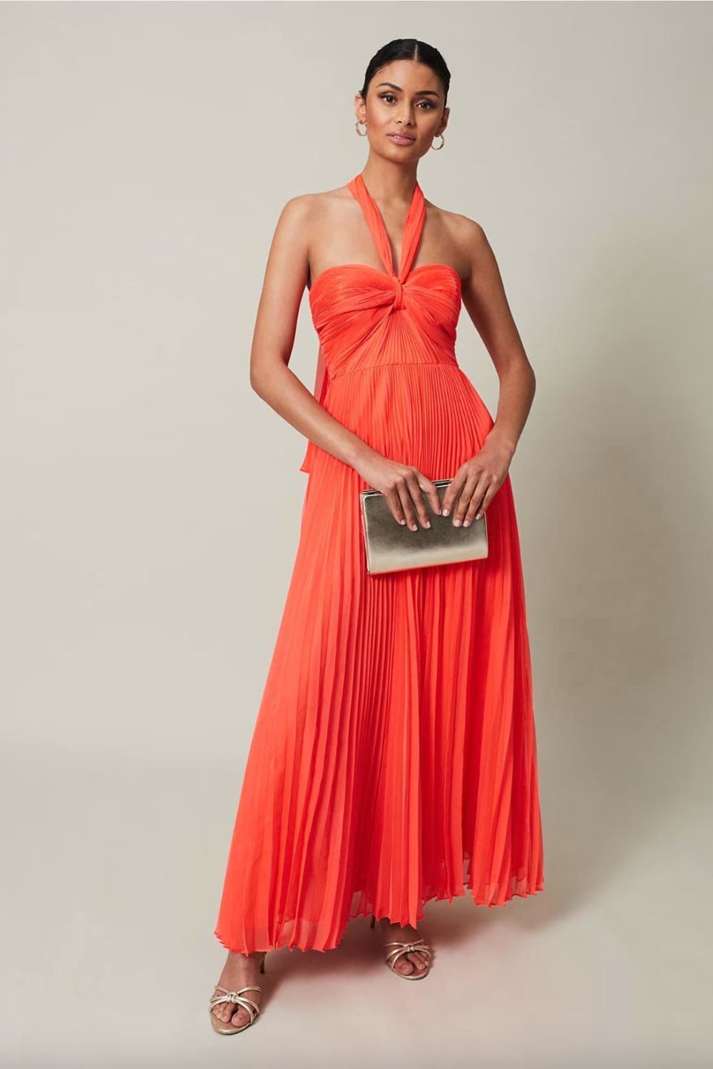 Phase Eight Evangeline Pleated Halterneck Maxi Dress