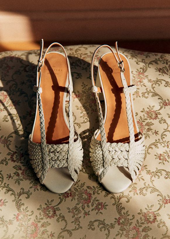 Alma Sandals - Smooth Ecru Braid - Bovine Leather - S&amp;eacute;zane