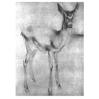 (Shown here, one of van Meegeren's best-known original drawings, 'The Fawn,' one of Princess Juliana of the Netherlands' deer.)