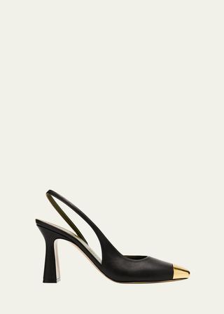 Eleonora leather slingback pumps with metal toe