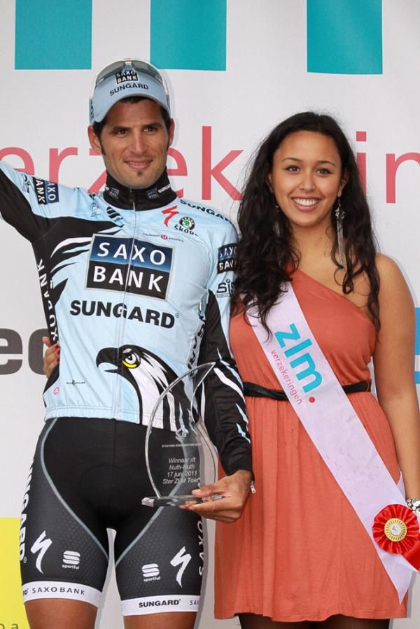 JJ Haedo (Saxo Bank Sungard) on the podium in the Ster ZLM Toer