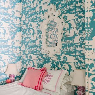 modern toile patterned wall