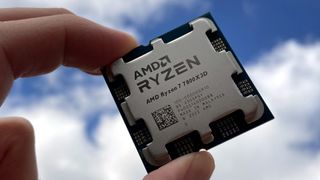 AMD Ryzen 7 7800X3D with cloud backdrop