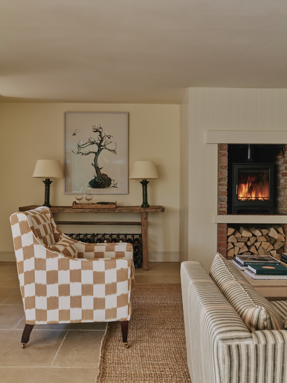 Pale yellow living room