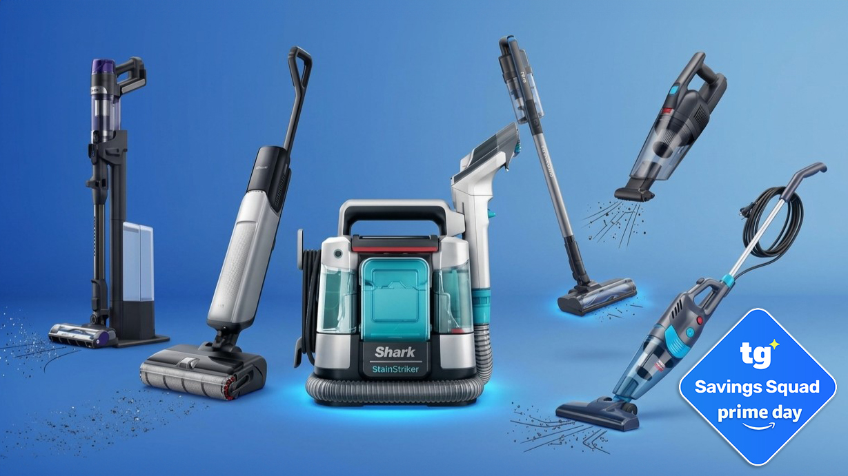 Vacuums on blue background with tg deal badge