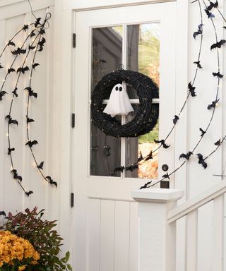 Ghost wreath on front door