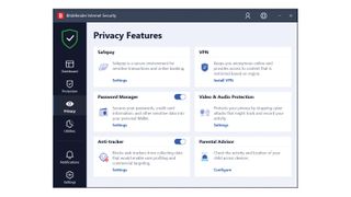 A screenshot of Bitdefender Internet Security's privacy dashboard