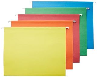 Amazon Basics Hanging File Folder With Adjustable Tabs, Letter Size, Assorted Colors - Pack of 25