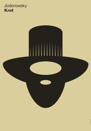 Visual of a head with a top man hat (drawn in black) against an off green background