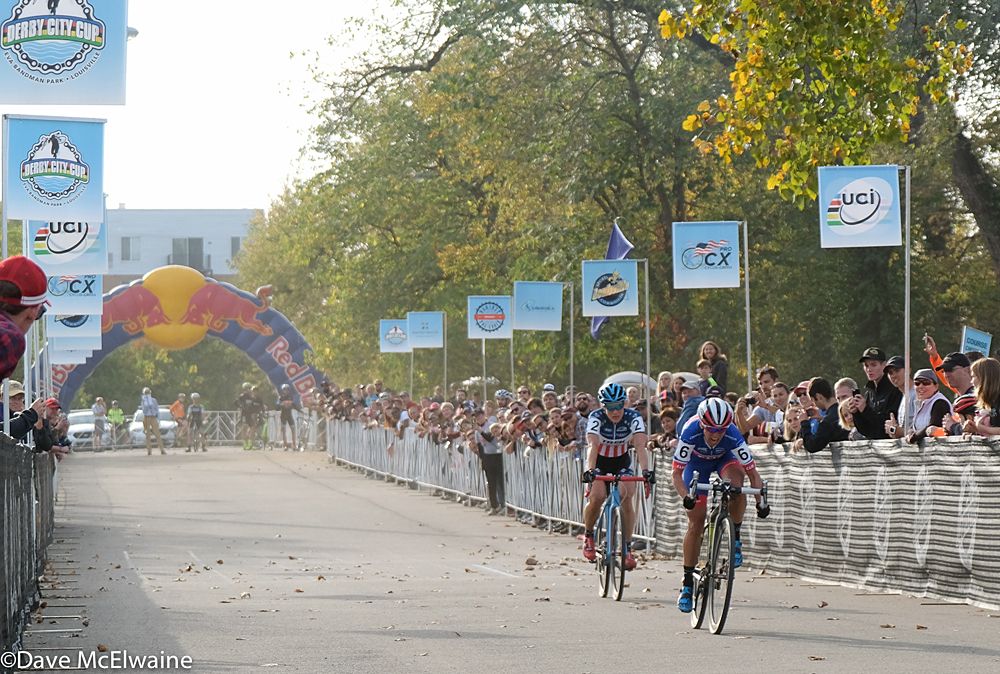 Katerina Nash (Cliff Bar Pro Team) and Katie Compton (Trek Panache) sprinted on the pavement