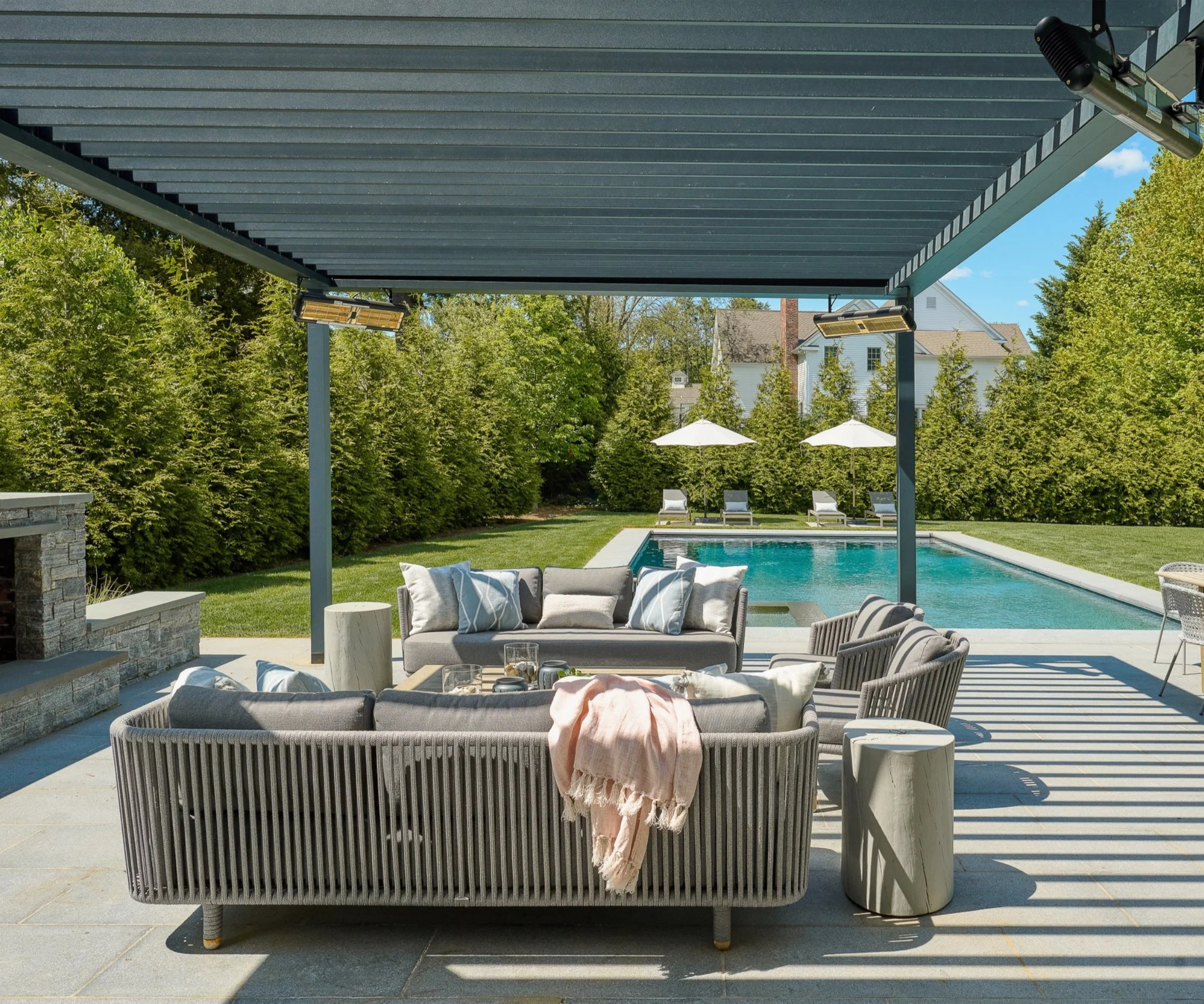 pool deck with pergola