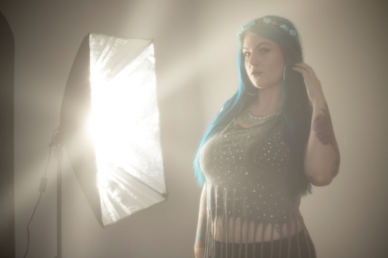 Here we've netted our lens with a pale pair of Fogal tights, which diffuses the light and produces a strong starburst.