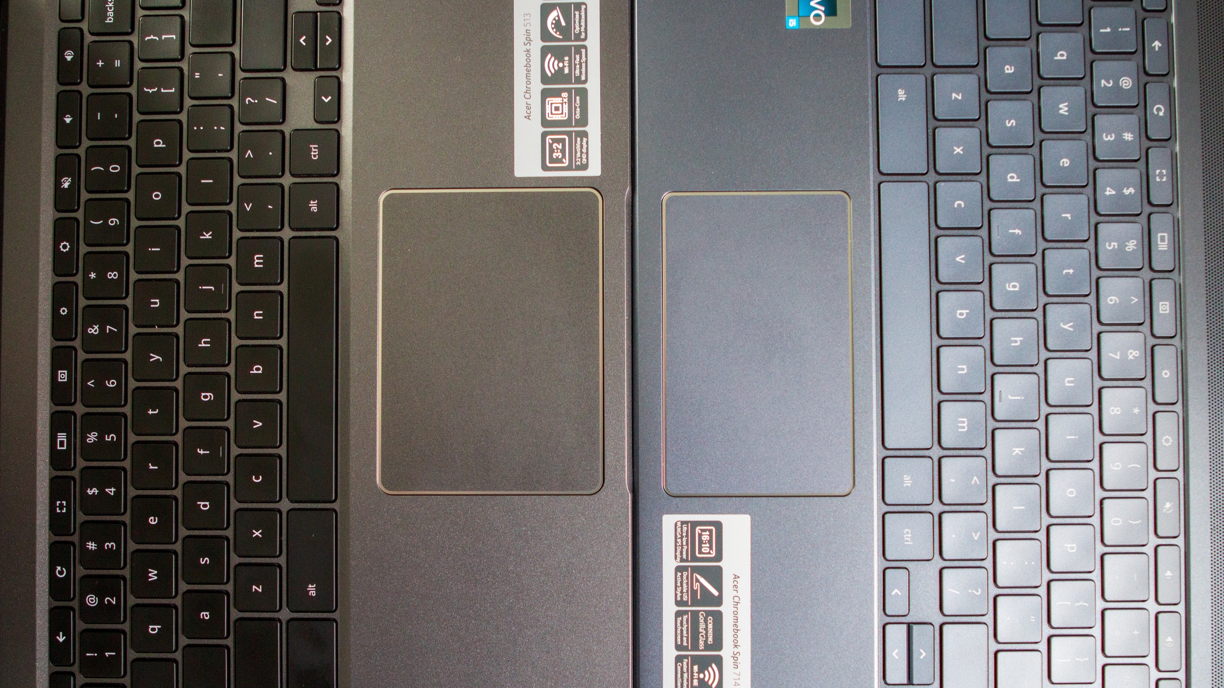 Acer Chromebook Spin 714 trackpad comparison with Spin 513
