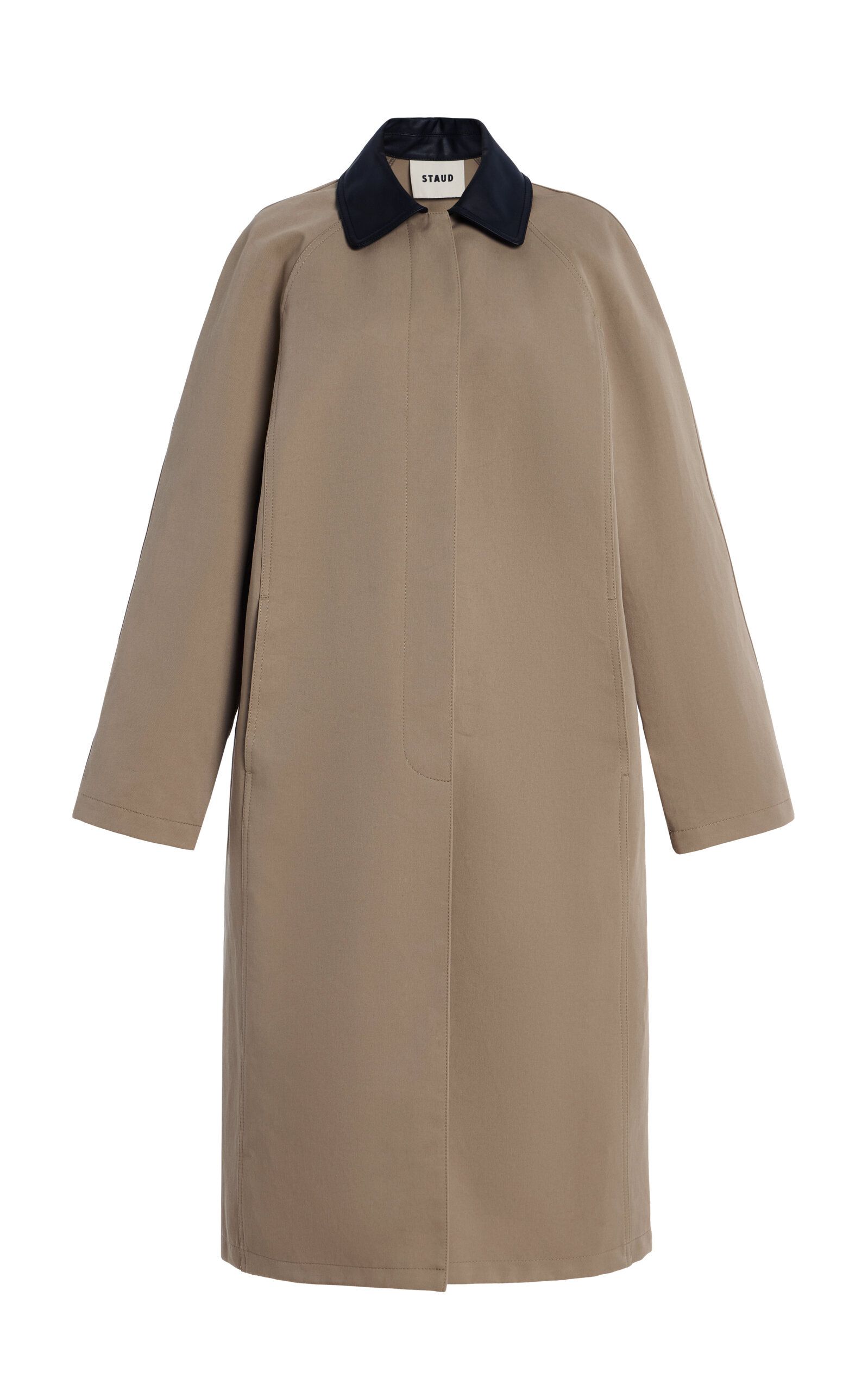 Jonah Leather-Trimmed Twill Long Jacket