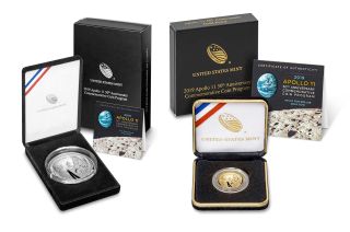 The U.S. Mint 2019 Apollo 11 50th Anniversary coins are available in gold, silver and clad metal, in seven limited editions