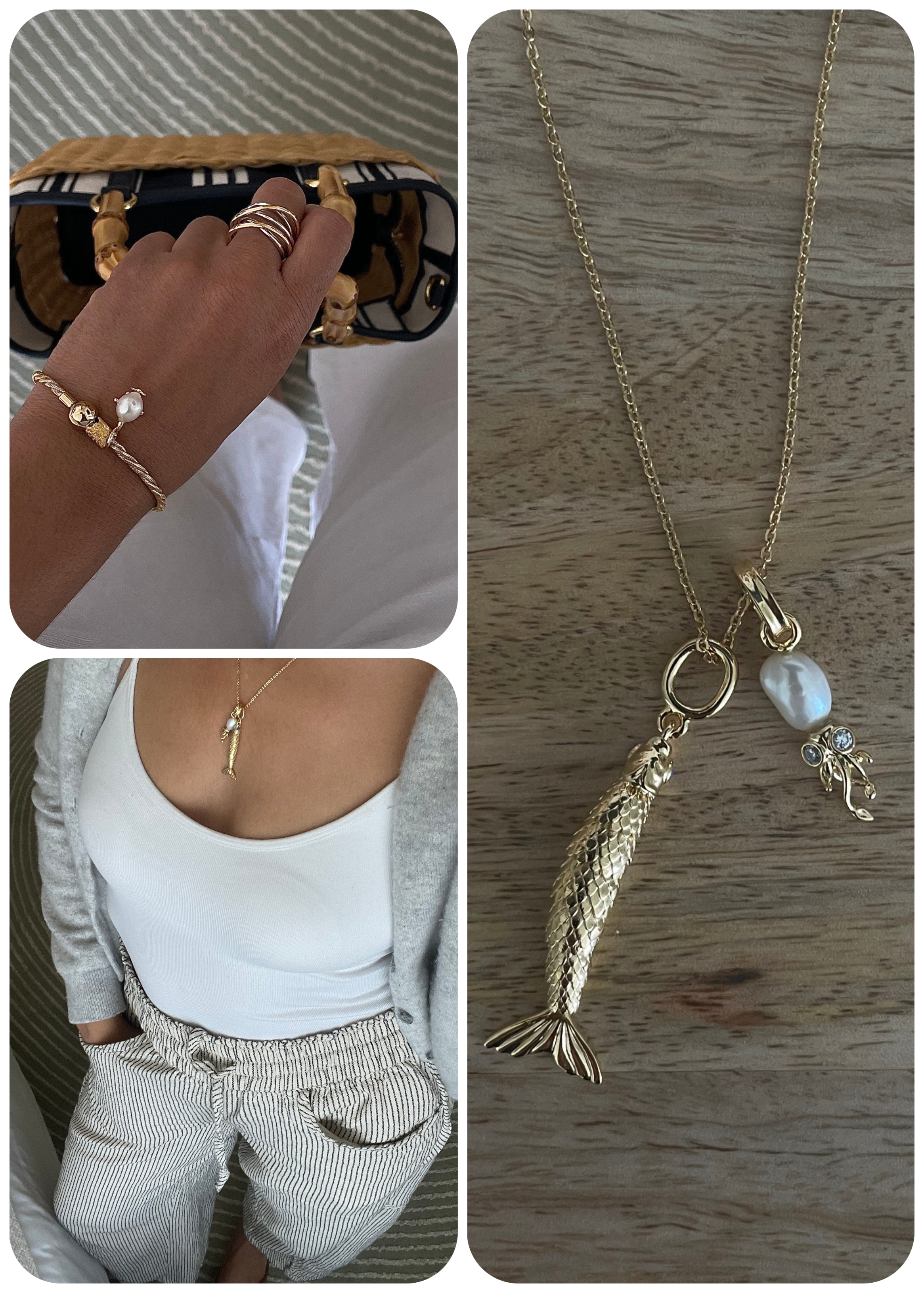 collage of lauren tappan wearing pandora jewelry