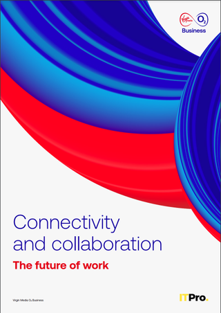 Whitepaper cover with title and logos and red and blue swirl pattern
