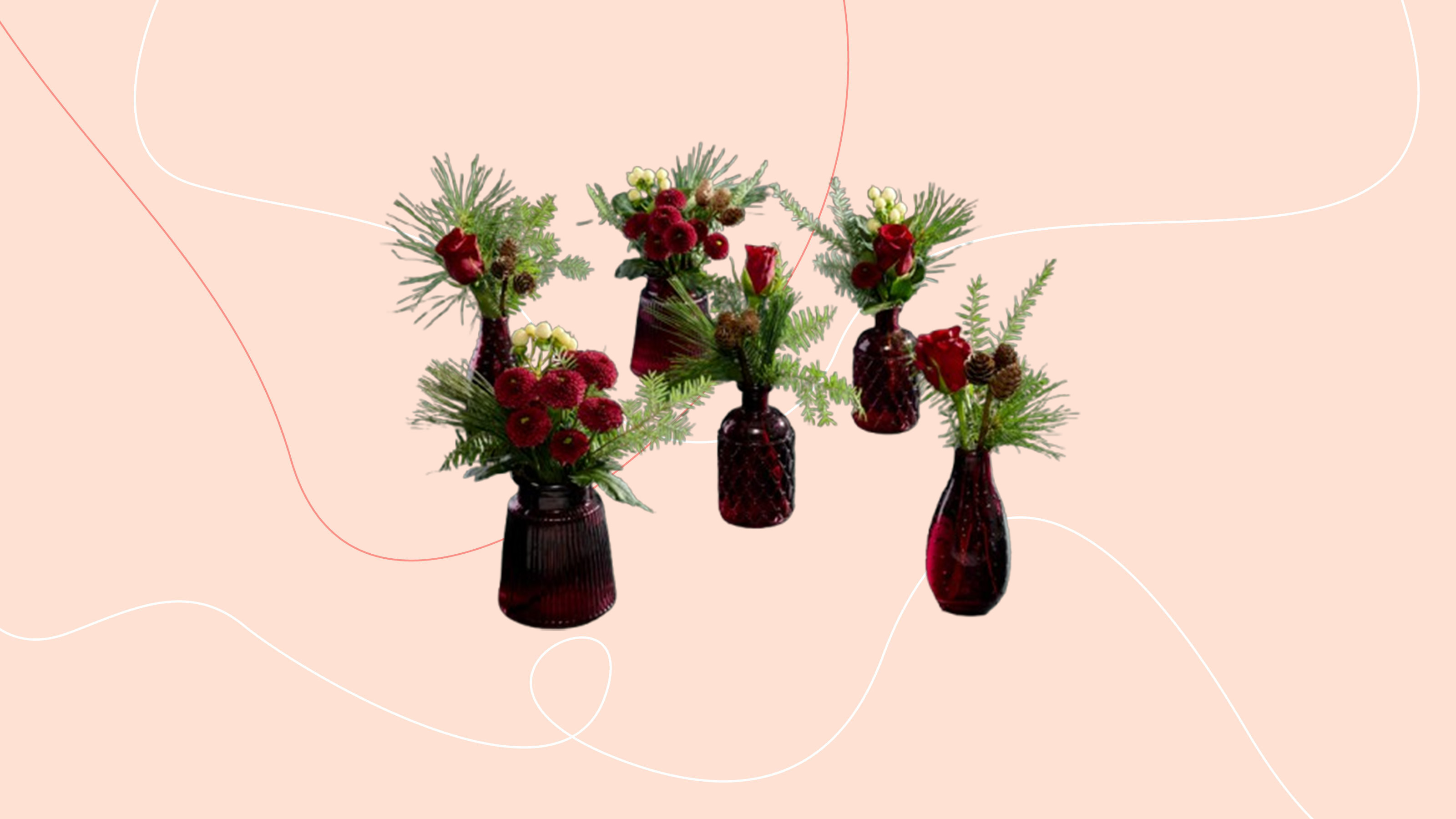 M&amp;S bud vases on pink background
