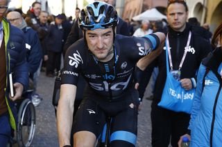 Elia Viviani after crashing towards the end of Stage 2 of the 2015 Tirreno-Adriatico (Watson)