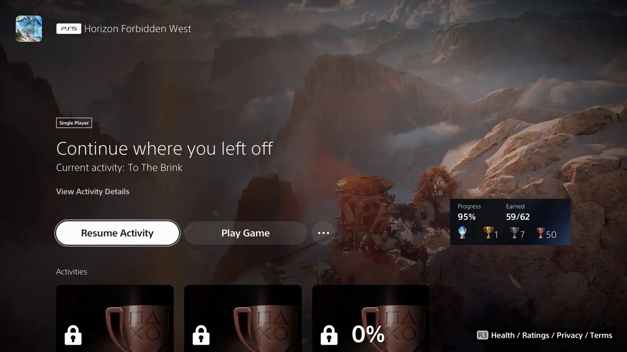 PS5 game progress