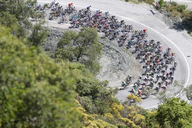 The Tour of Turkey peloton in action during stage 4.