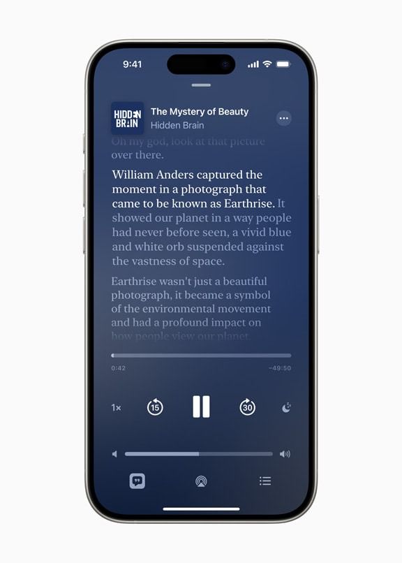 apple podcast transcript support