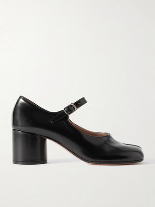 Tabi split-toe glossed-leather Mary Jane pumps