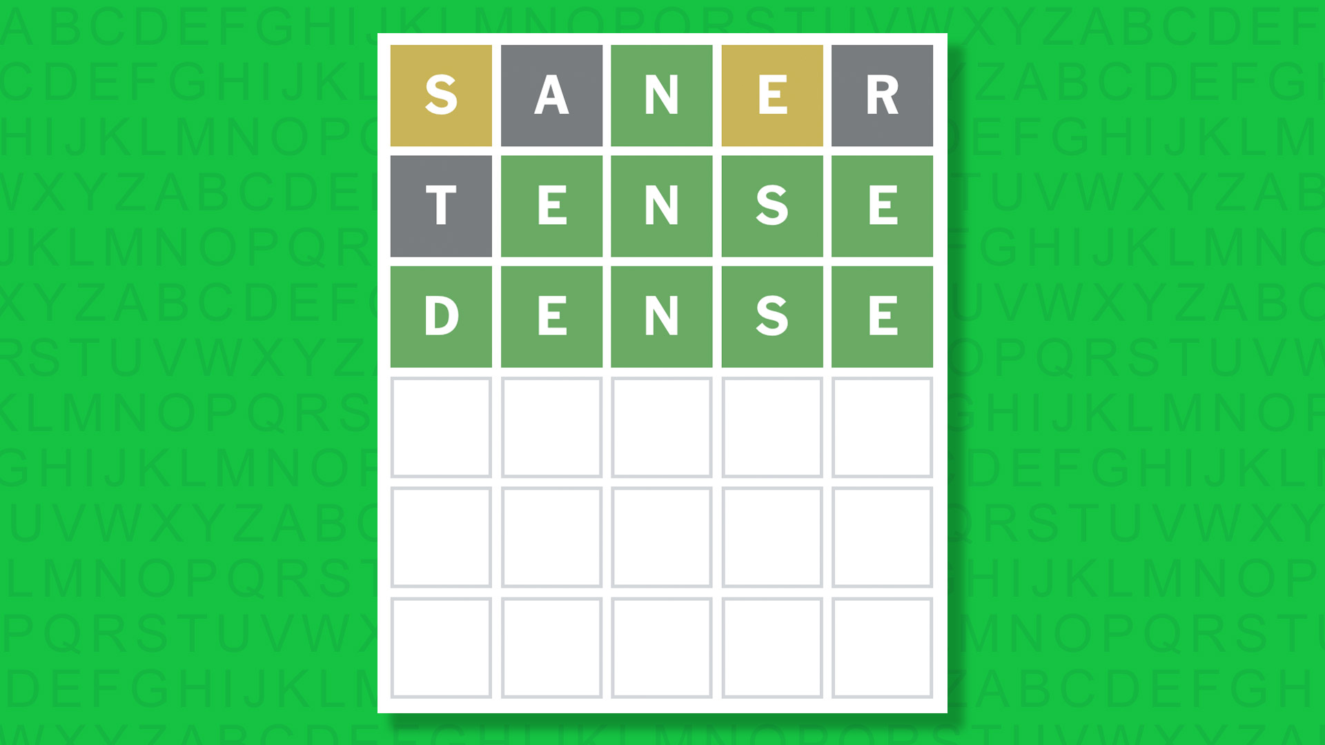 NYT Wordle answer for game 1753 on a green background