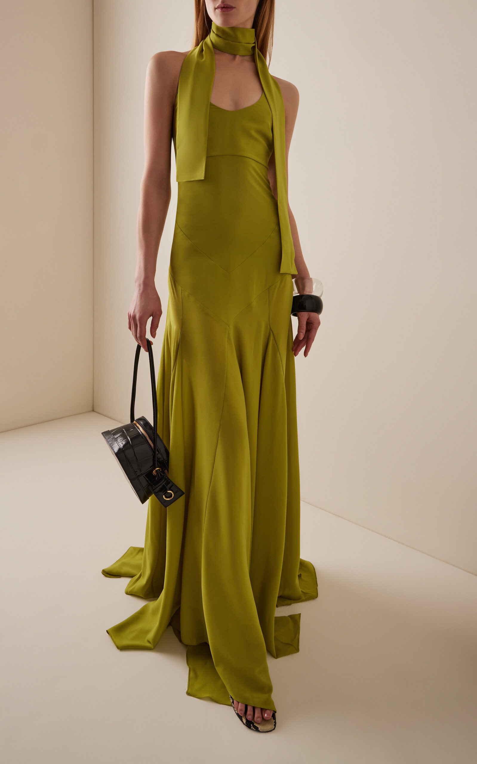 Exclusive Raye Crepe Midi Halter Dress